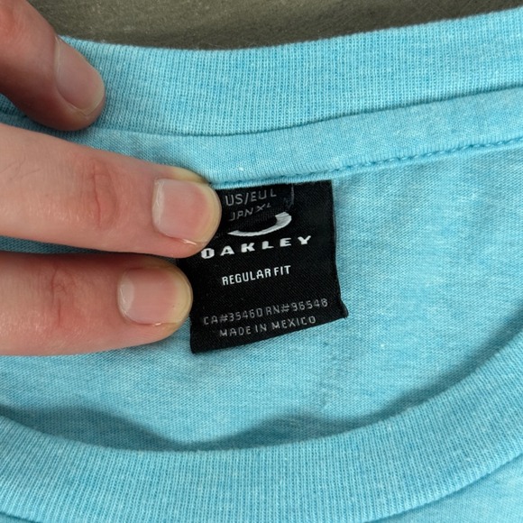 Oakley Mens Regular Fit Graphic Logo T-Shirt Light Blue Heather Short Sleeve L - Picture 8 of 9